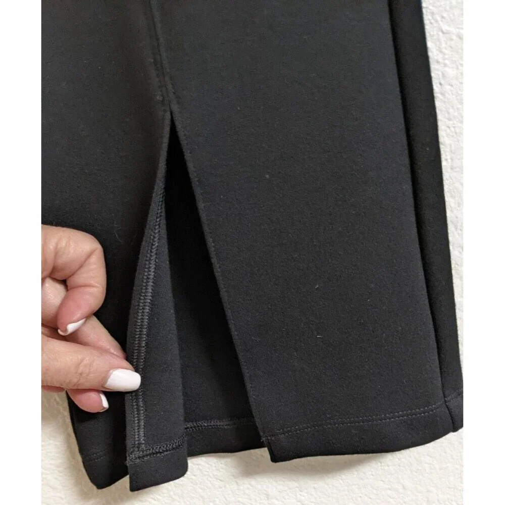 Cabi #6278 Fleggings Black Flared Leg Split Hem Ponte Knit Pull-On Pant SZ M